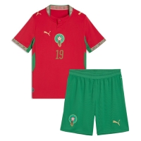 Camiseta Marruecos Youssef En-Nesyri #19 Primera Equipación Replica Mundial 2026 para niños mangas cortas (+ Pantalones cortos)
